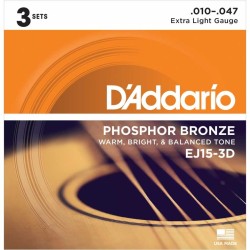 DAddario - D´Addario EJ15-3D Value Pack Akustik Gitar Teli (010-47)