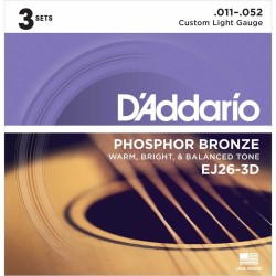 DAddario - D´Addario EJ26-3D Akustik Gitar Teli (3'lü Paket-011)