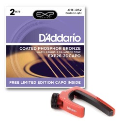 DAddario - D´Addario EXP26 Hediyeli 2 Set Akustik Gitar Teli (011-52)