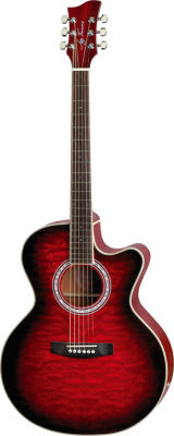 Jay Turser JTA-424QCET-RSB Elektro Akustik Gitar