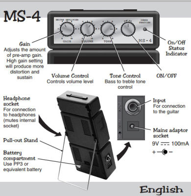 Marshall MS-4 Mini Elektro Gitar Amfisi